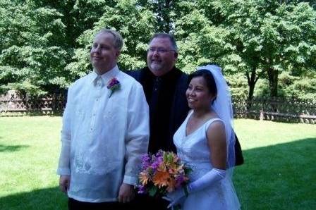 Posing with the newlyweds