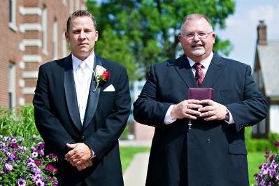 The officiant and the groom