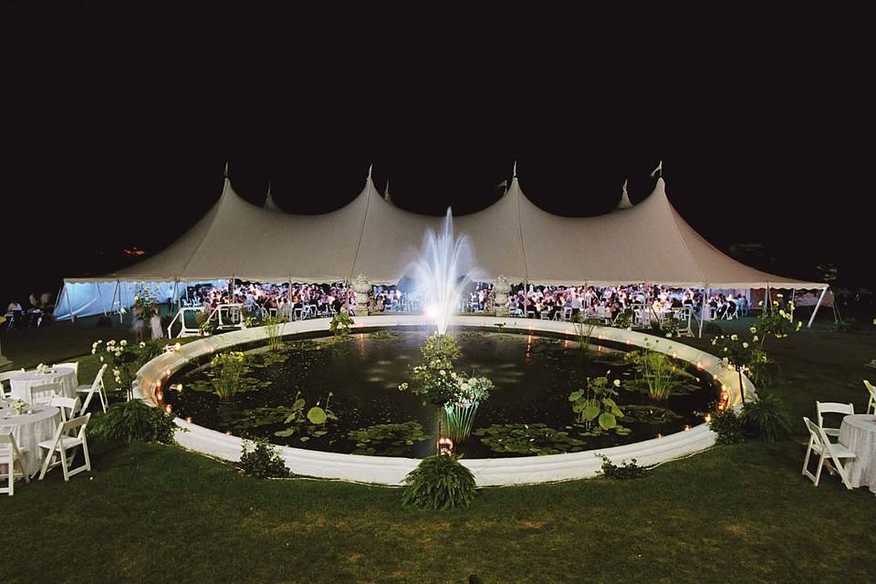 Pink curtained tent