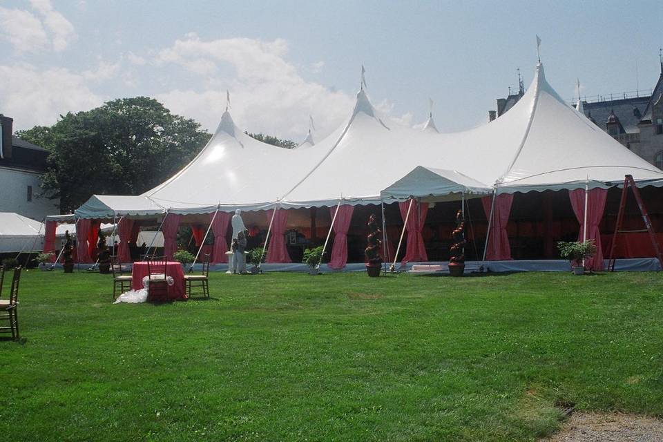 Pink curtained tent