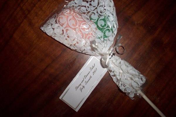 Molded candies either boxed or as shown here in individual wrappers....Great favors for the wedding or showers..