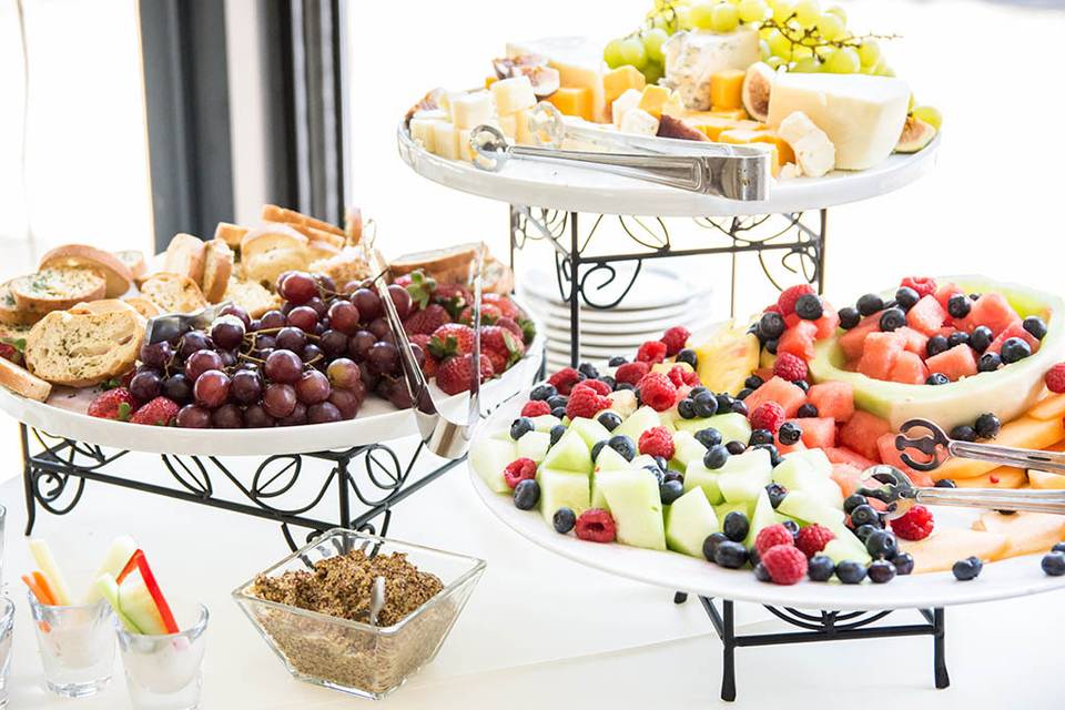 Fresh fruit and cheese buffet