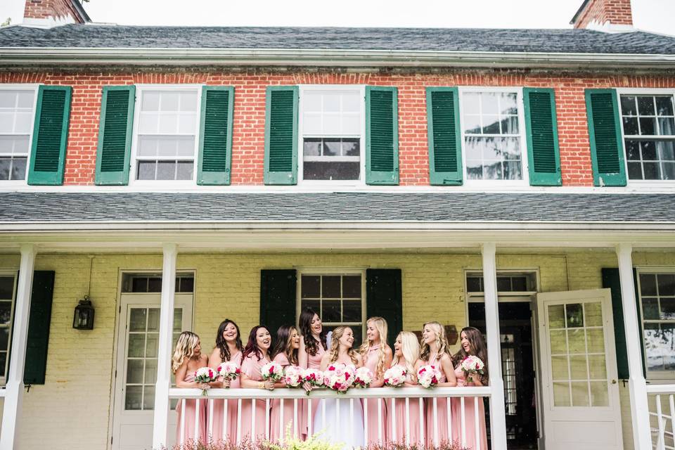 Bridal party at the front porch