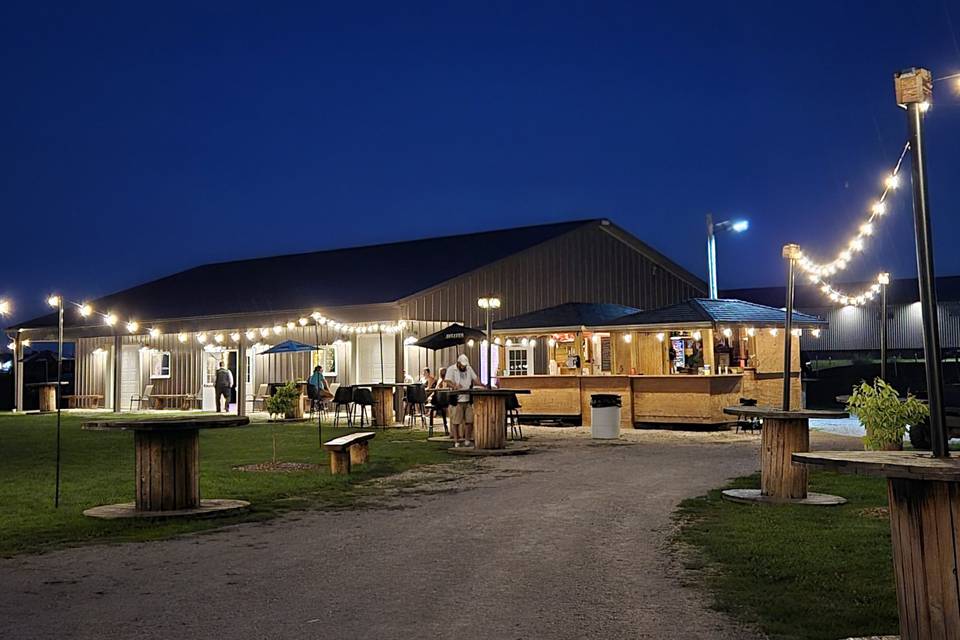Outdoor tiki bar and pole buil