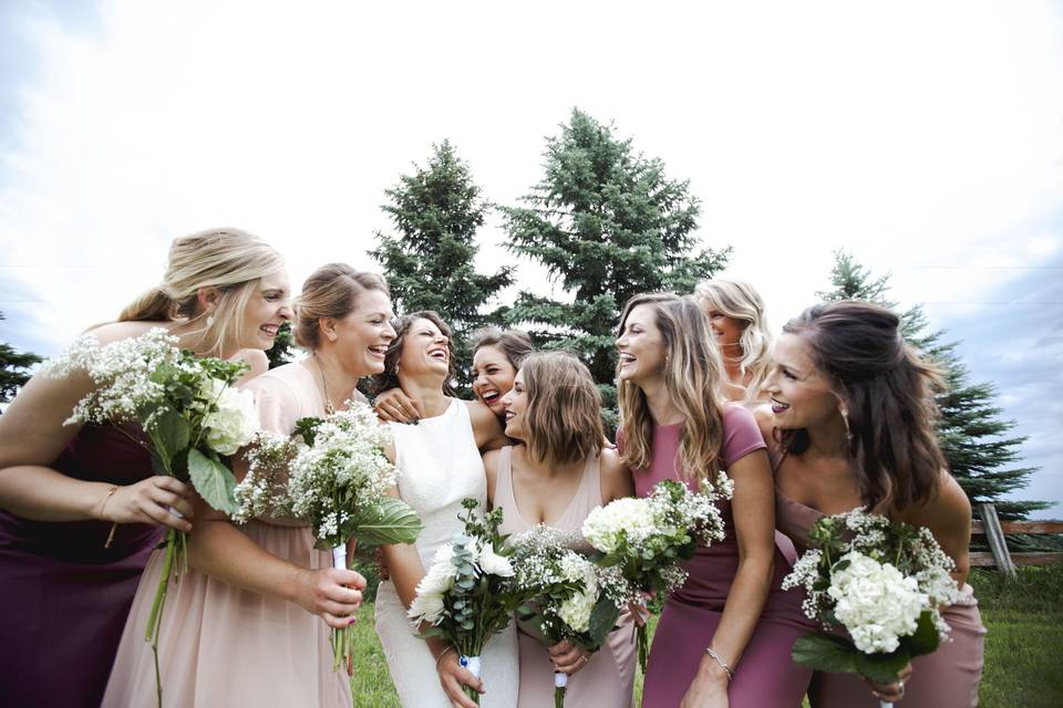 Smiling bridesmaids