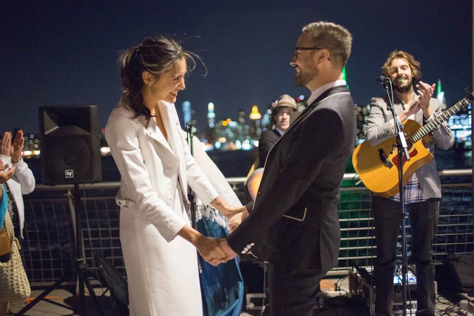 Bride and Groom on a Pier