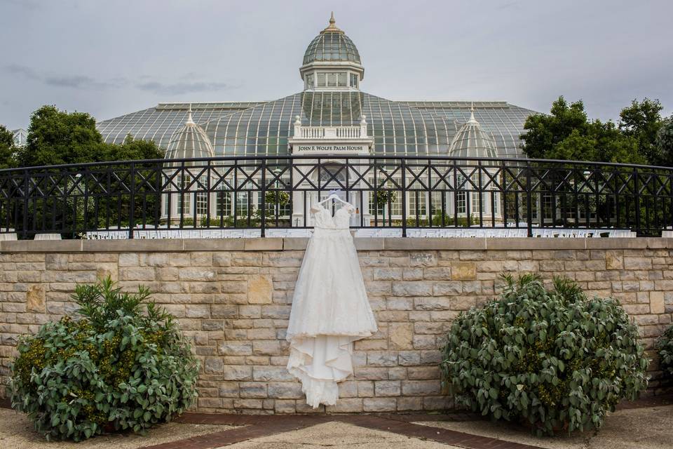Wedding dress and park venue