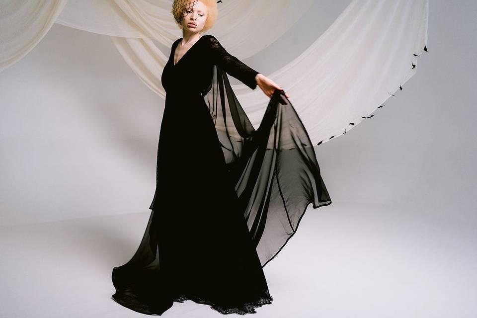 Black double lace gown