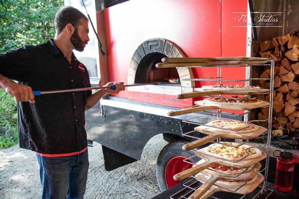 Baking pizzas