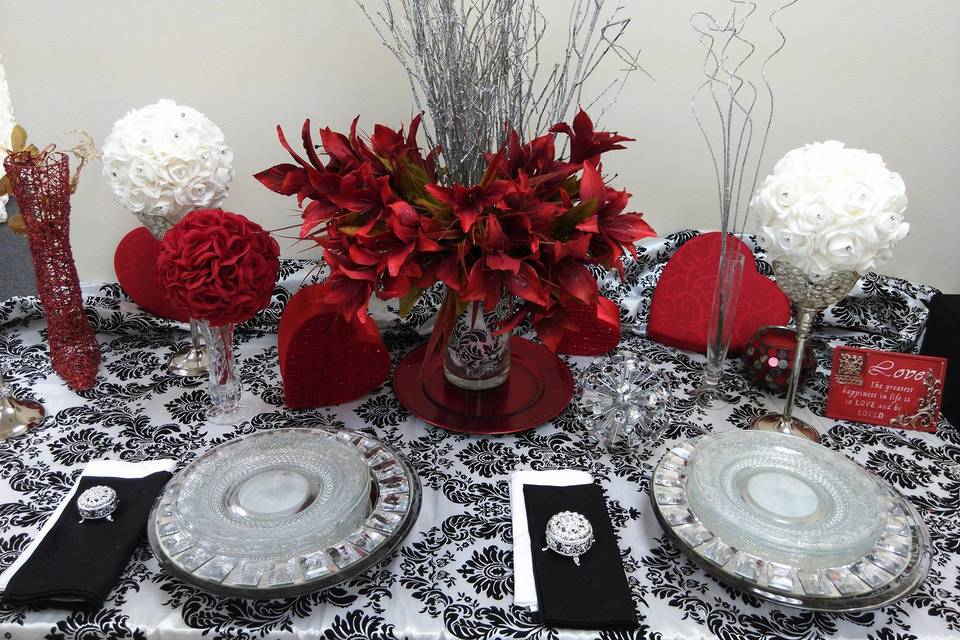 Table setup with centerpiece