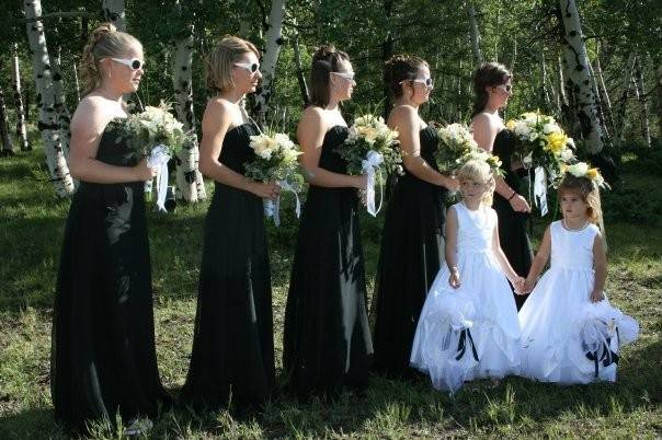The bridesmaids and flower girls