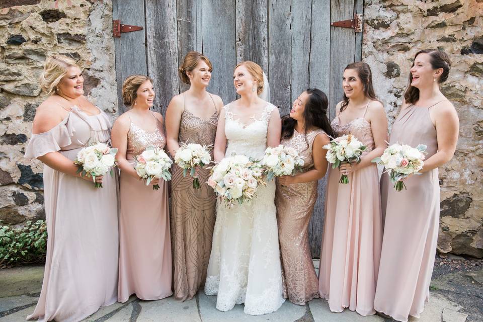 Wedding party in blush pink