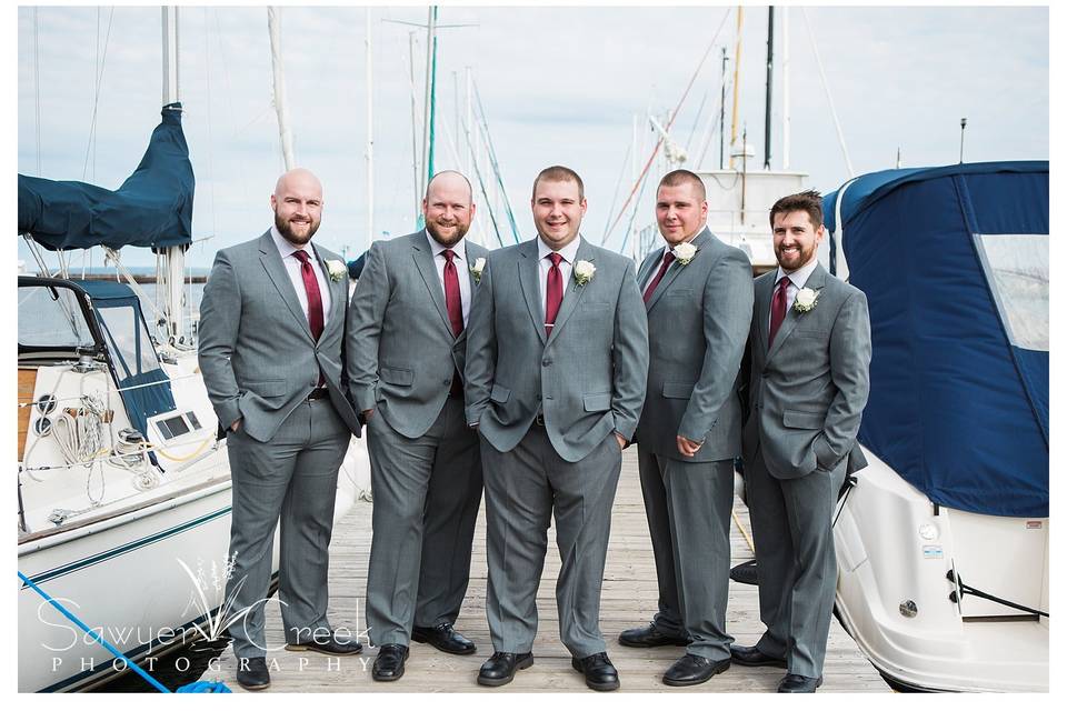 Posing among the boats