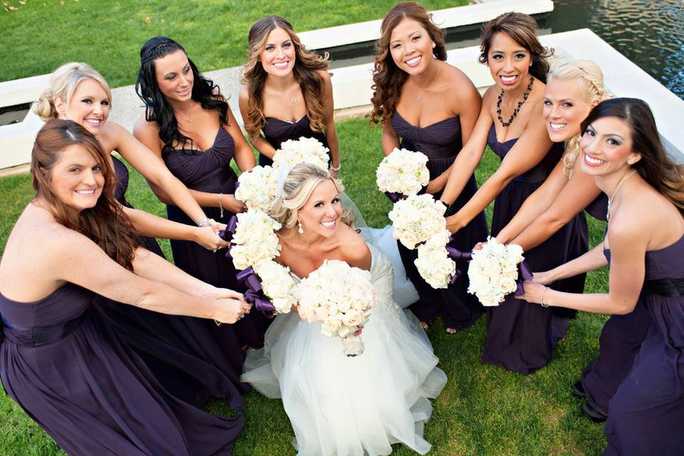 Bride and her bridesmaids