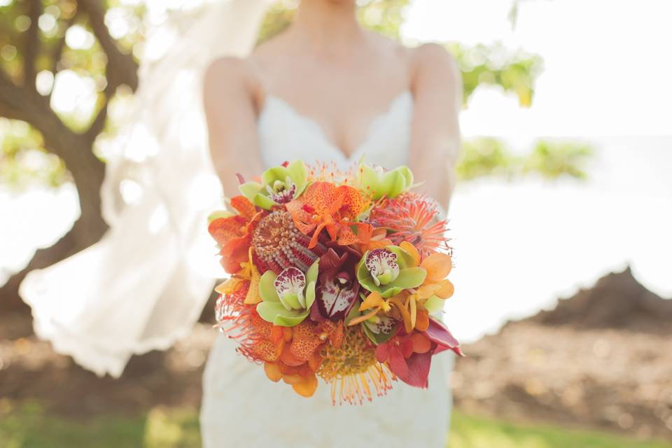 Wedding Bouquet from a wedding photographed by Maui wedding Photographers Karma Hill Photography.