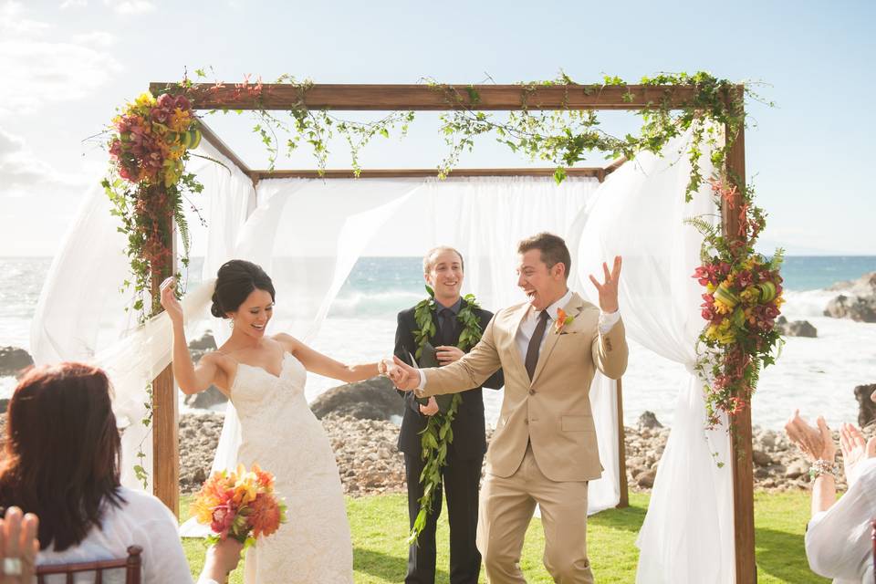 Maui Wedding Photographer Karma Hill Photography during a wedding shoot in Makena, Hawaii.