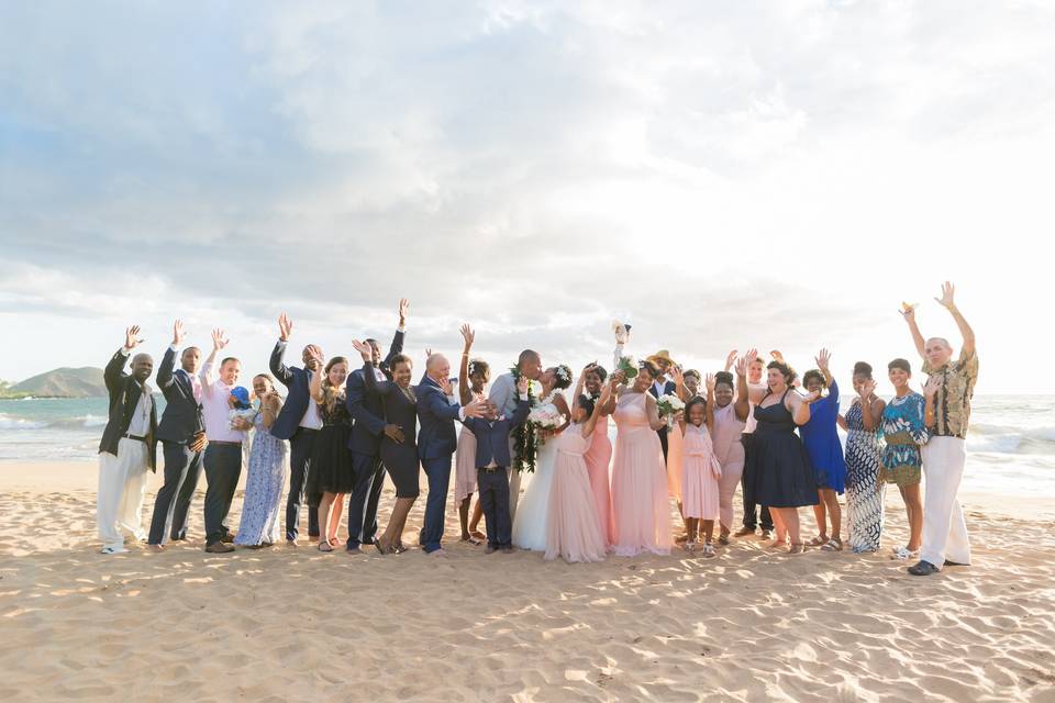 Maui Wedding Group photo by Karma Hill Photography in Maui, Hawaii