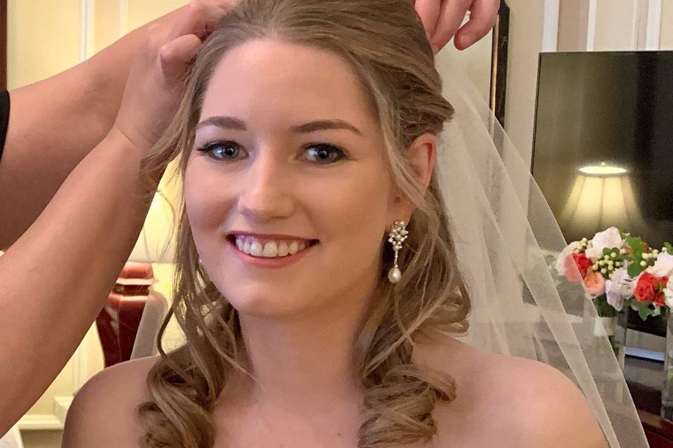 Happy bride with curls