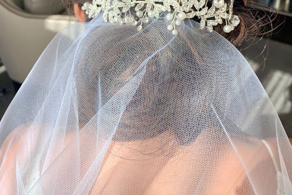 Classic updo with veil