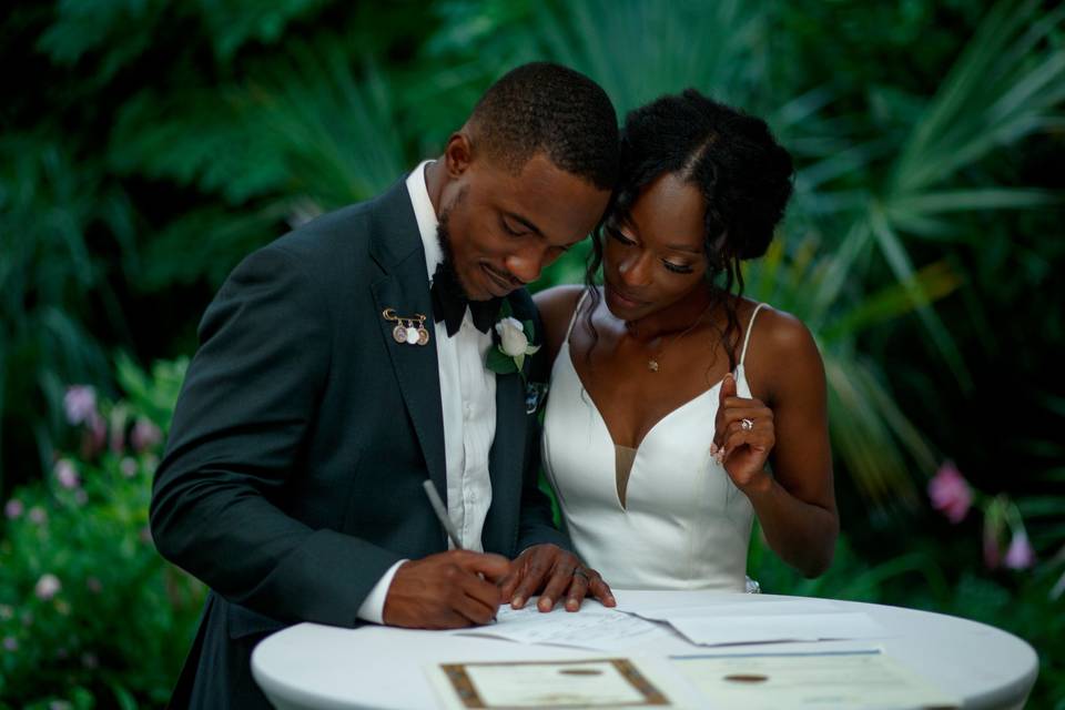 Signing marriage license