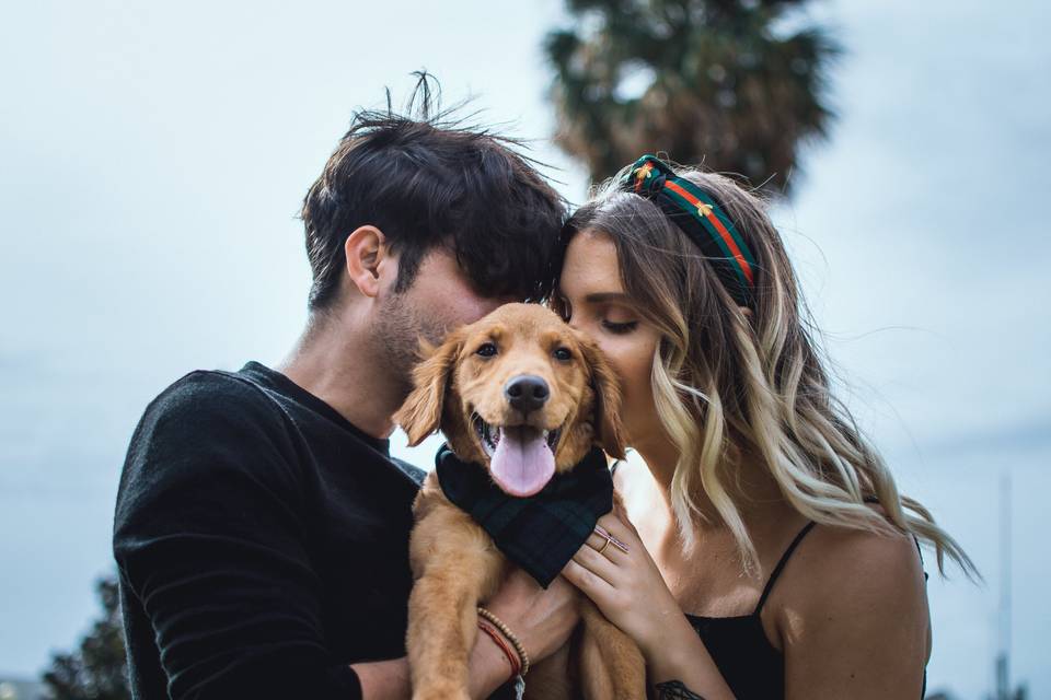 The happy couple and their dog