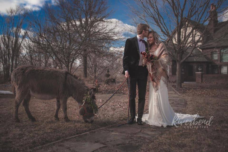 Couple with Maude the Donkey