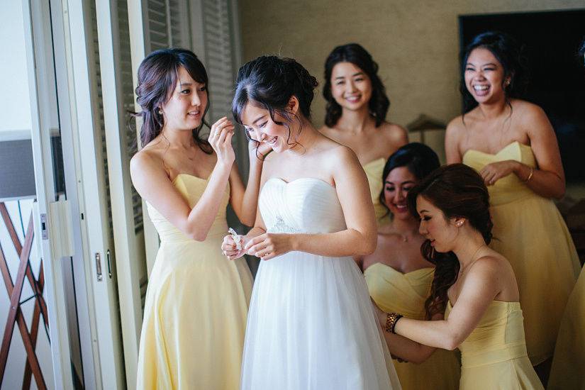 The bride with her bridesmaids