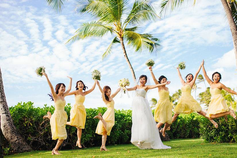 The bride with her bridesmaids