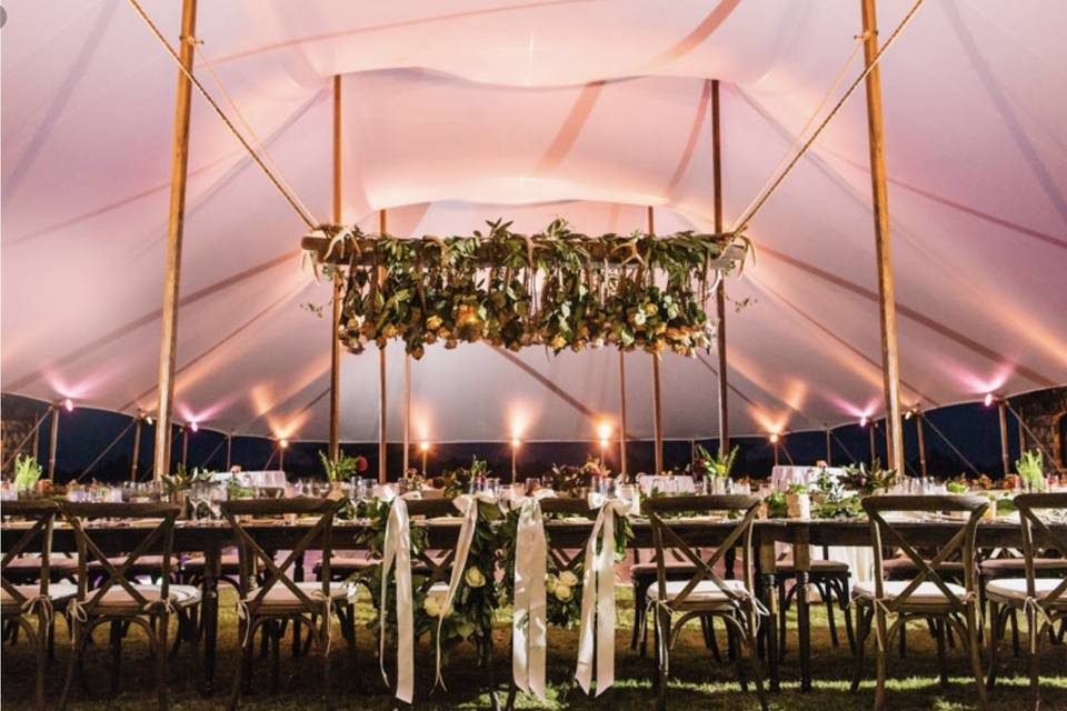 Reception tent decor and design