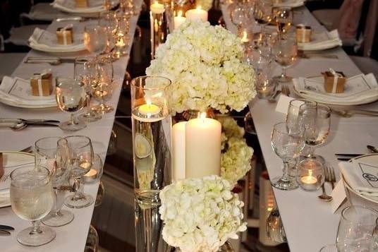 Table setup with centerpiece