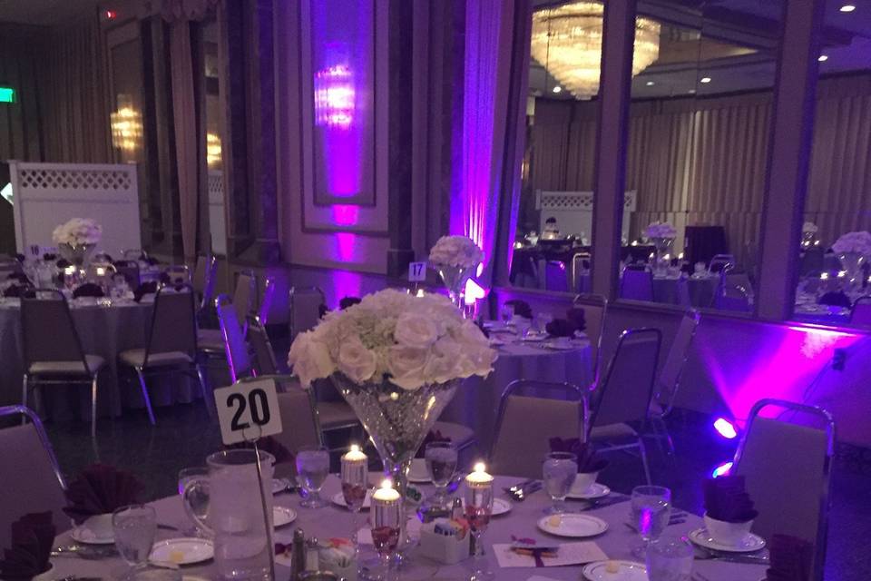 Table setup with centerpiece