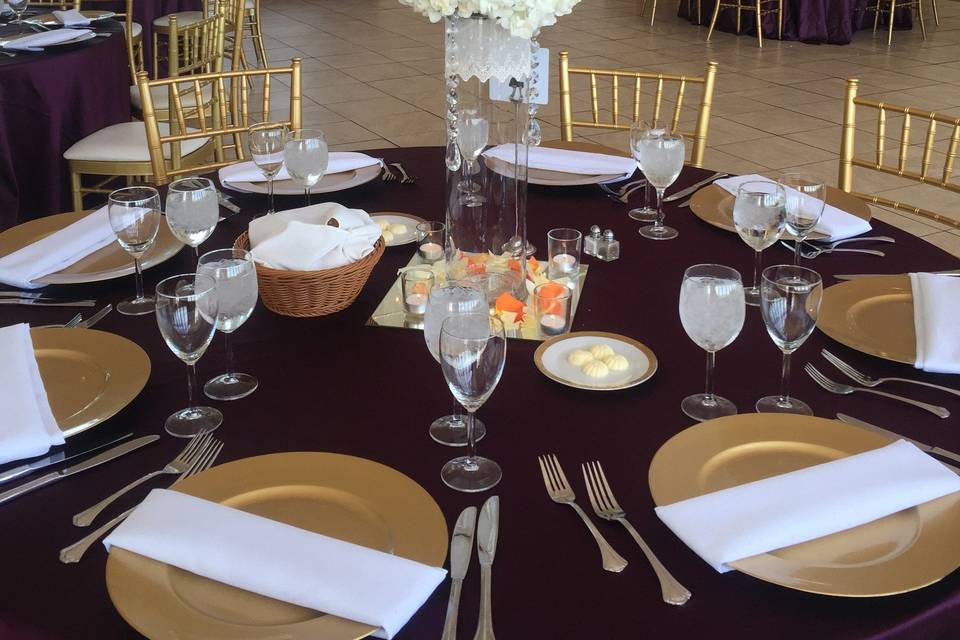 Table setup with centerpiece