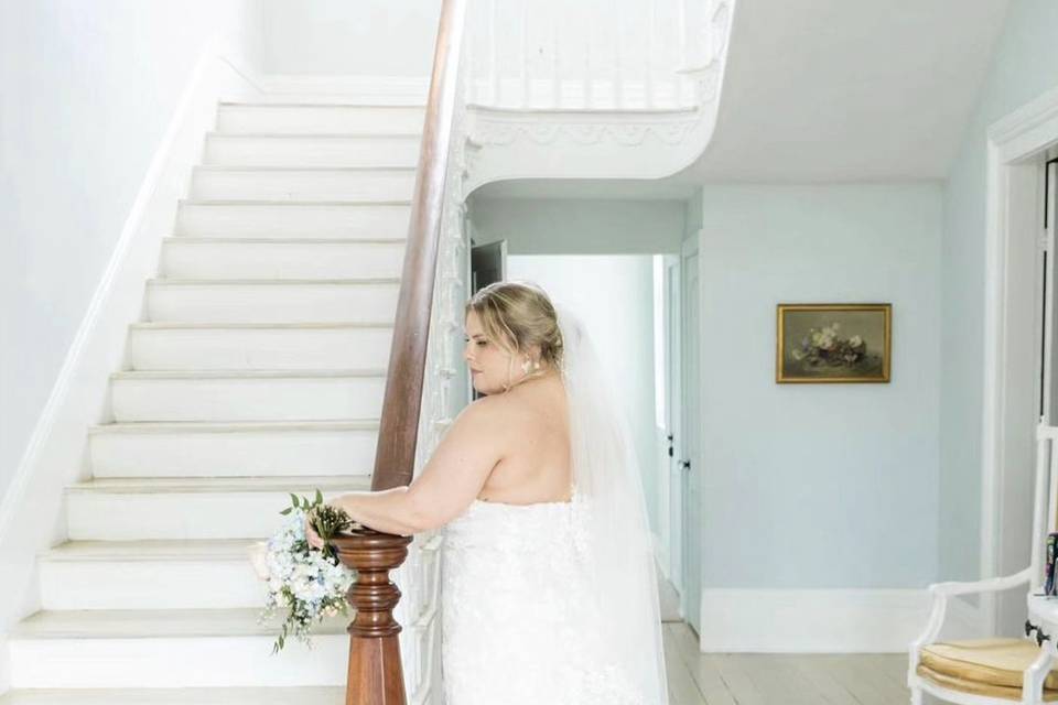 Bride in front entrance