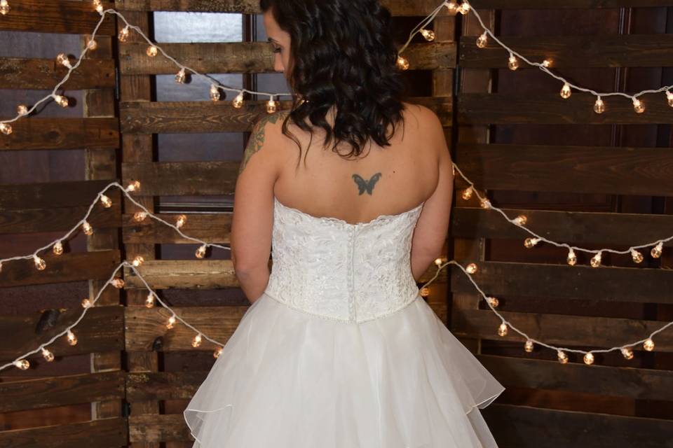 The bride and her dress