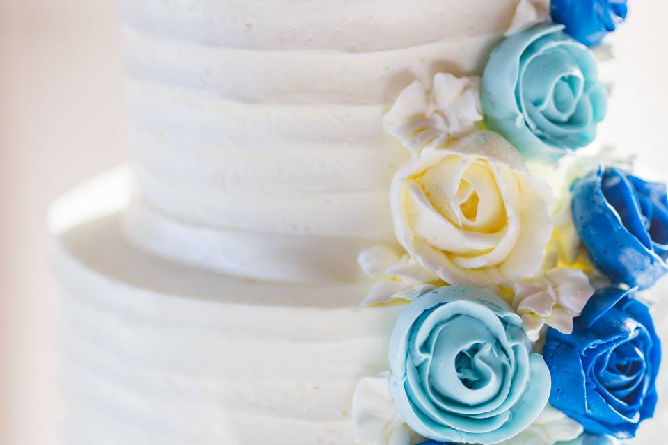 Blue Floral Wedding Cake