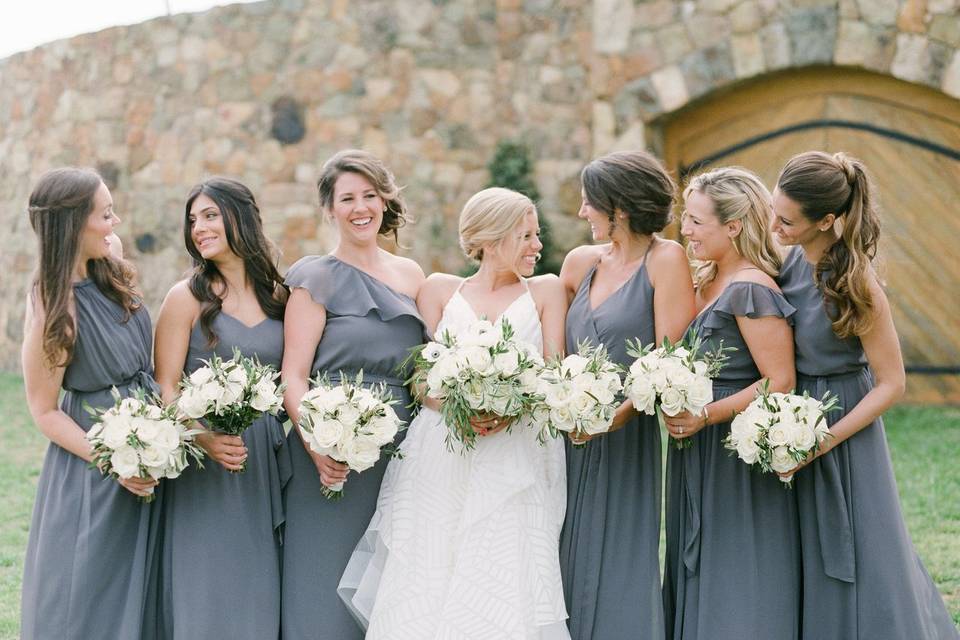 Bride and her bridesmaids