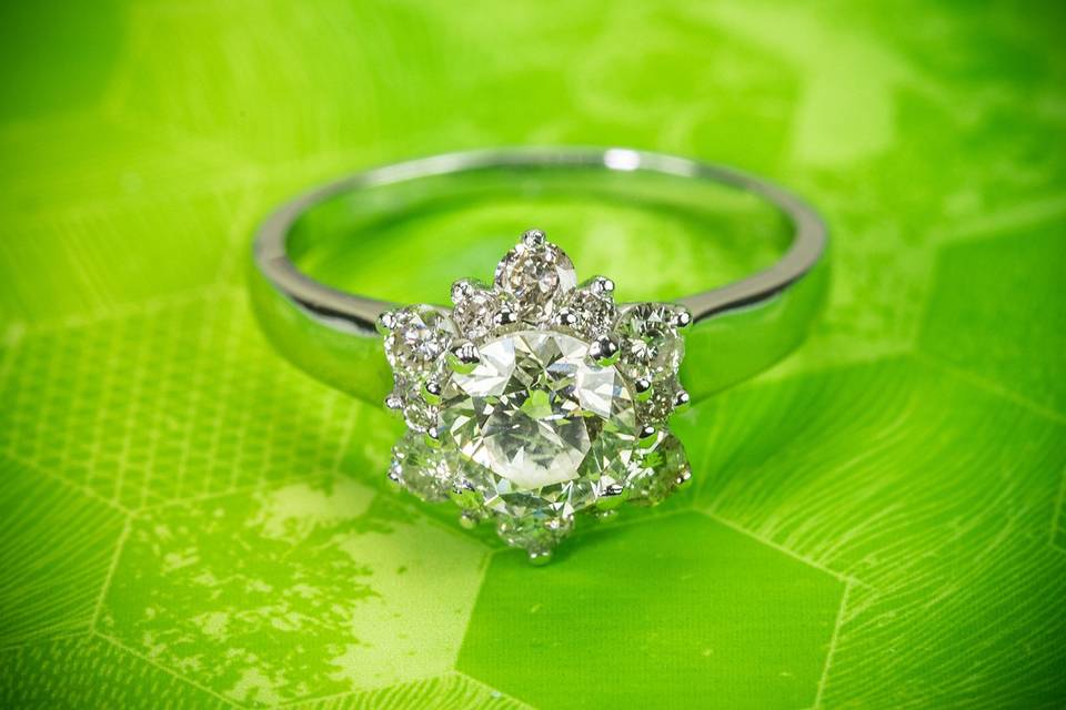 Diamond floral engagement ring