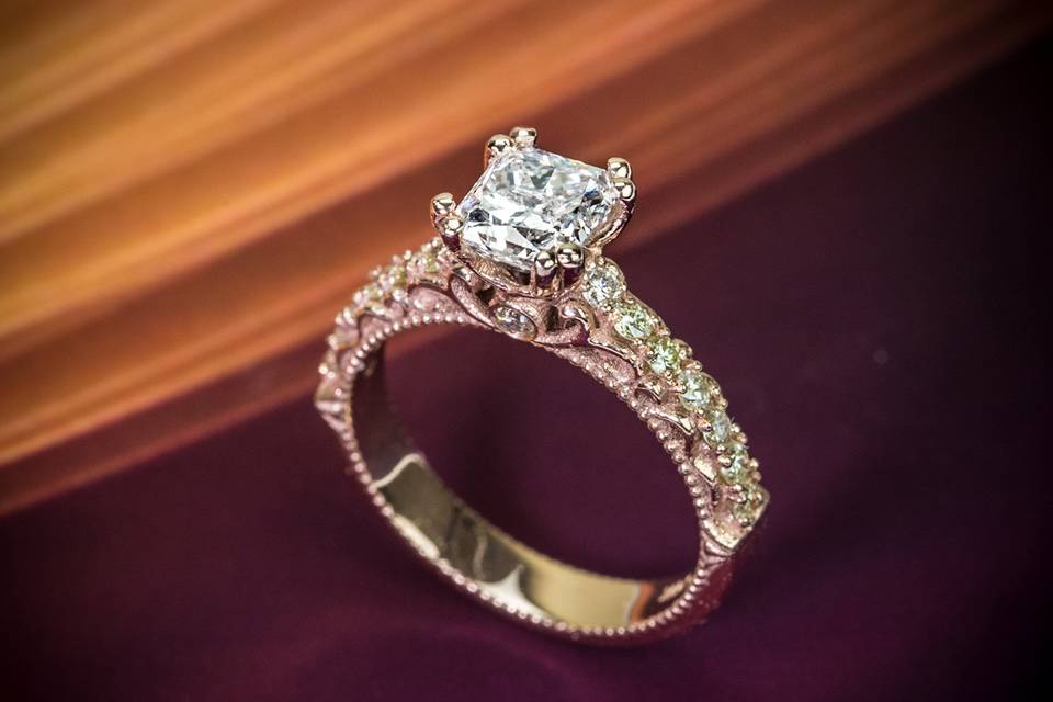 Diamond and gold engagement ring