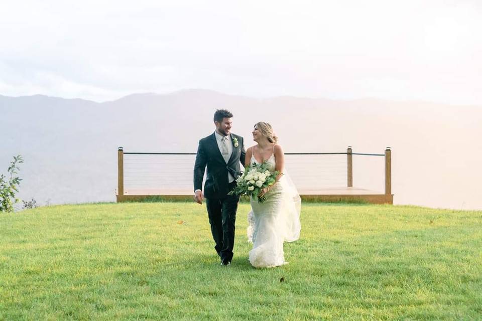 Newlyweds walking