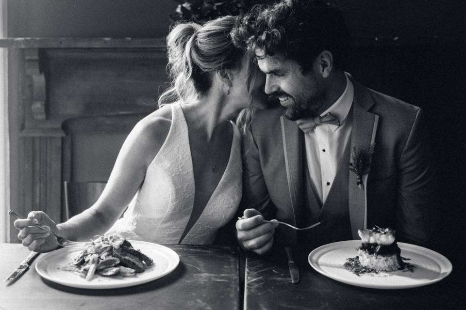 Bride and Groom in bar