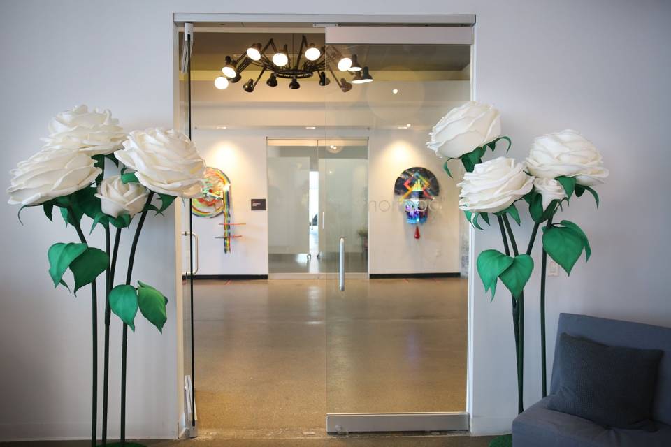 Flower stands at the entrance