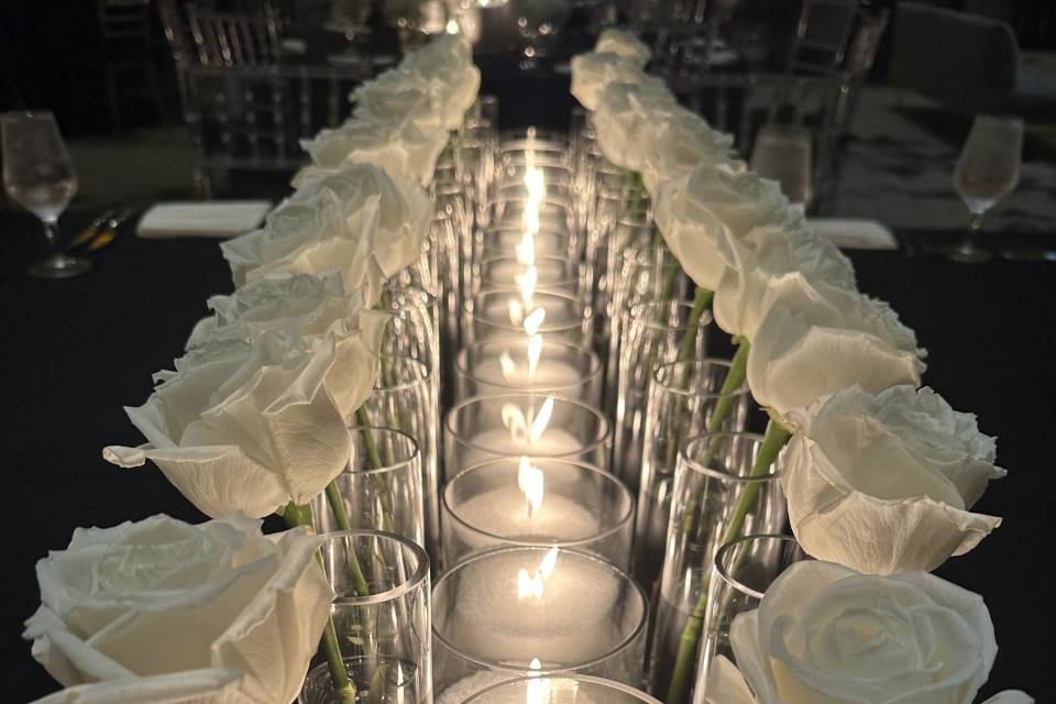 Runway of Candles w/Rose Buds