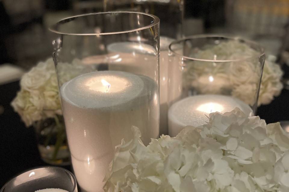 Hydrangeas + luxury candles