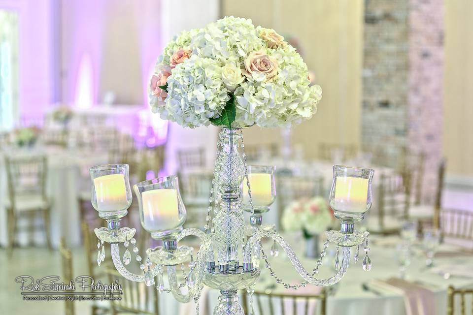 Table setup with centerpiece