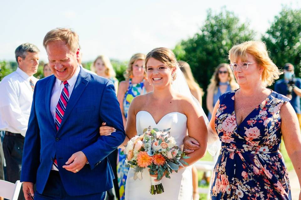 Walking down aisle