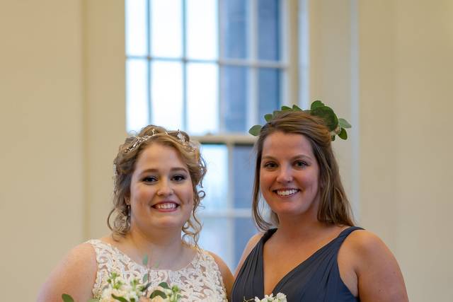 Bride, and bridesmaid