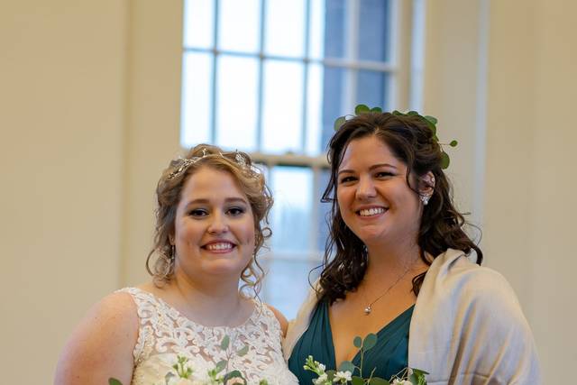 Bride, and bridesmaid