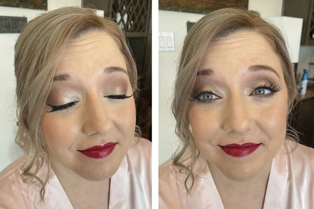 Red lip for bride