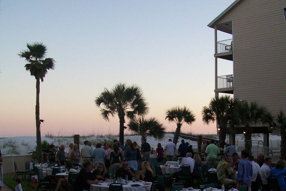 Pool side/gulf front receptioin area. Toast to a sunset and a gulf breeze.