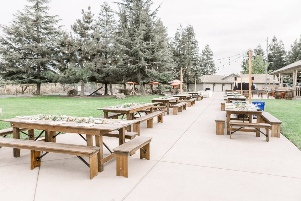 Farm tables outside